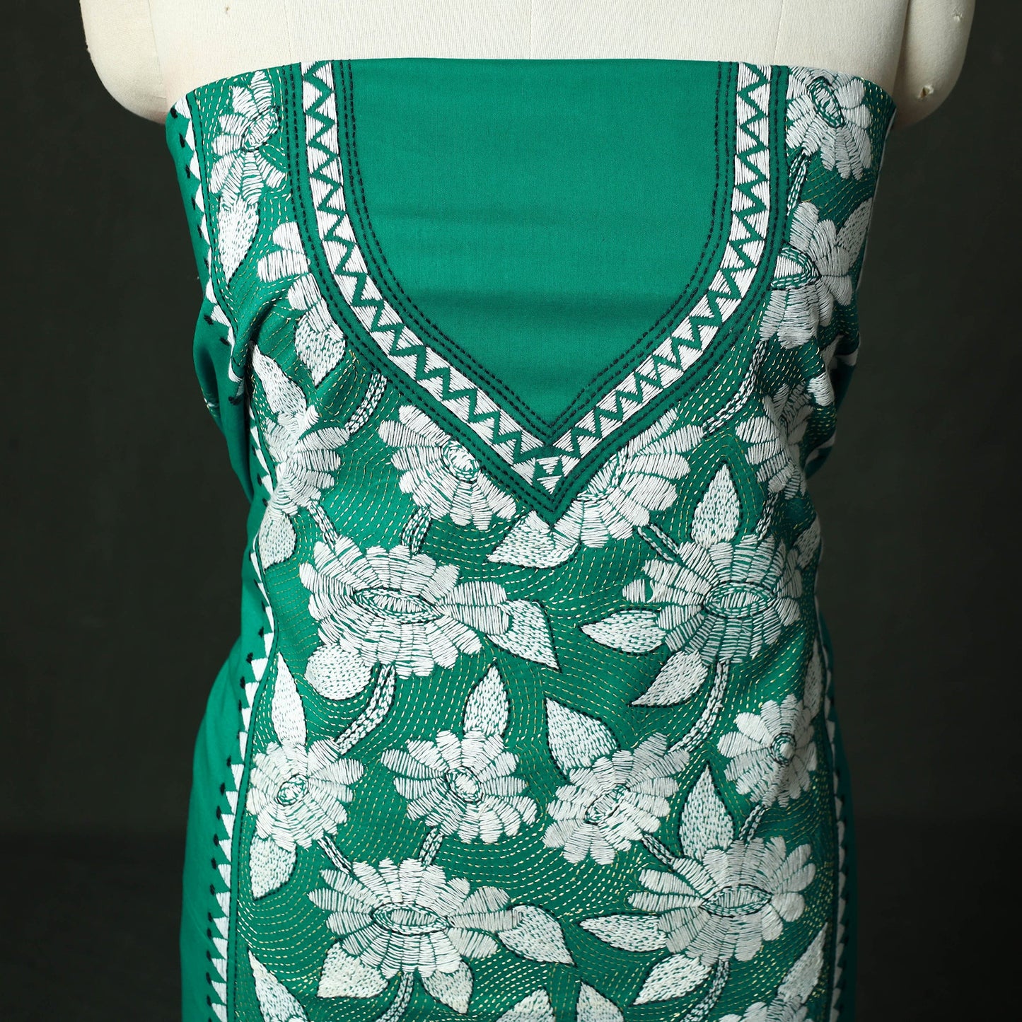 Bengal nakshi kantha hand embroidered cotton unstitched
