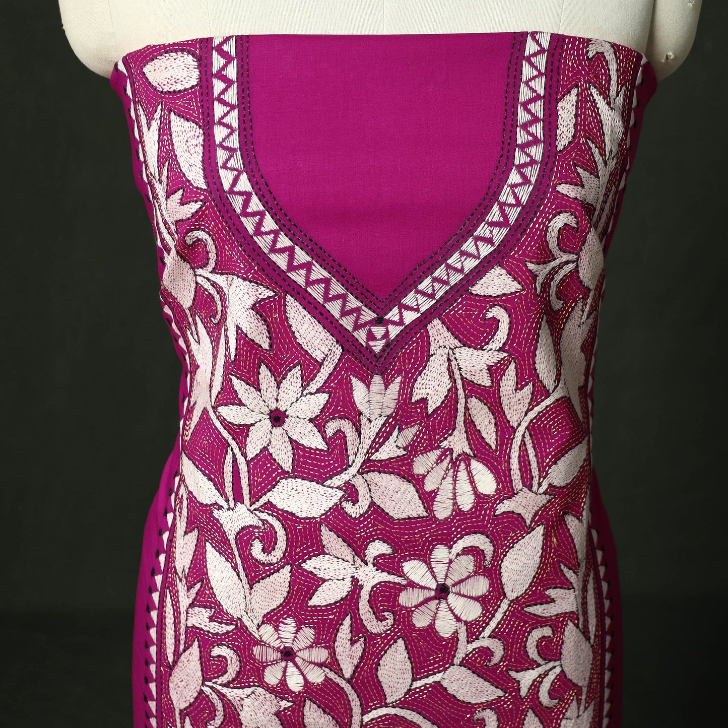 Bengal nakshi kantha hand embroidered cotton unstitched