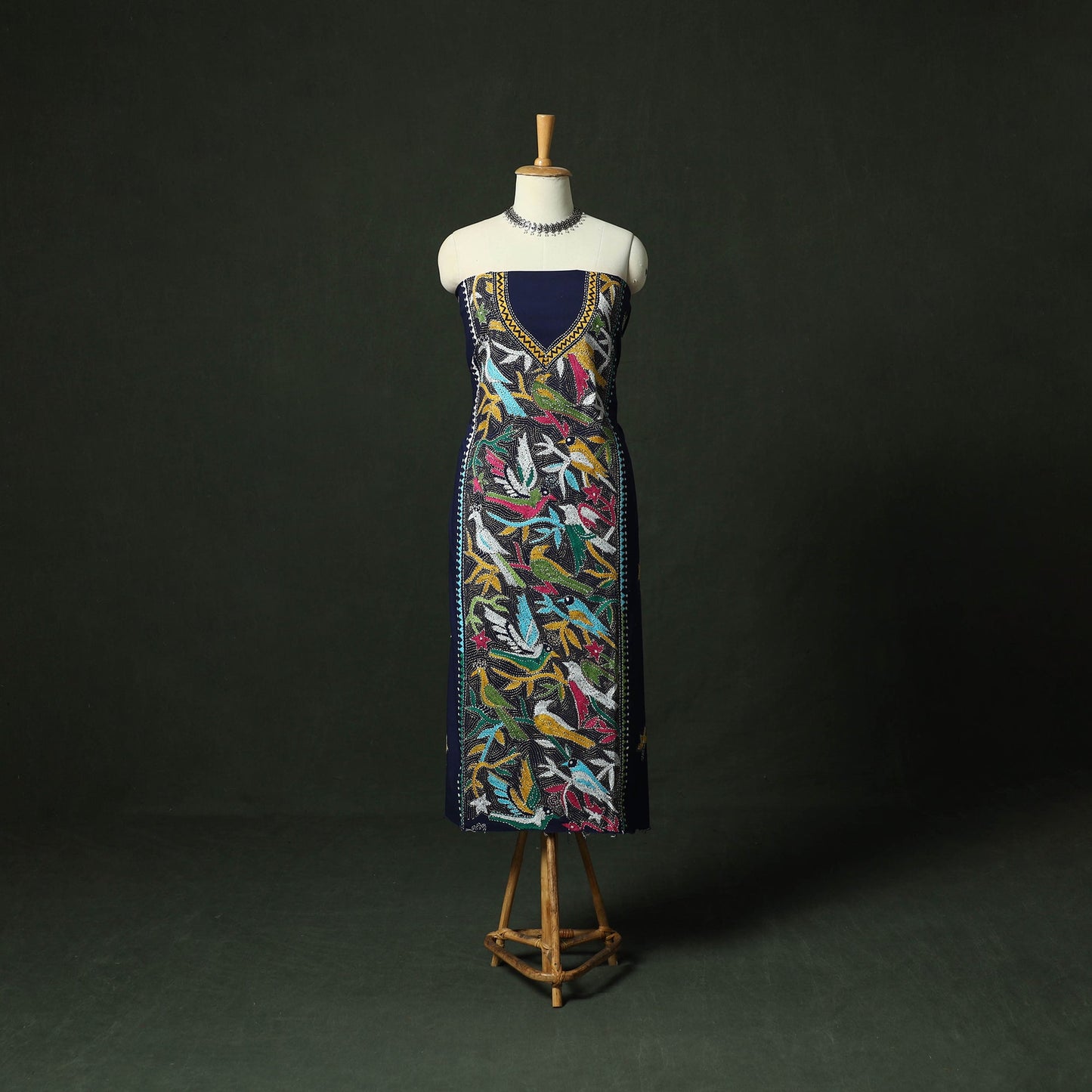 Bengal nakshi kantha hand embroidered cotton unstitched
