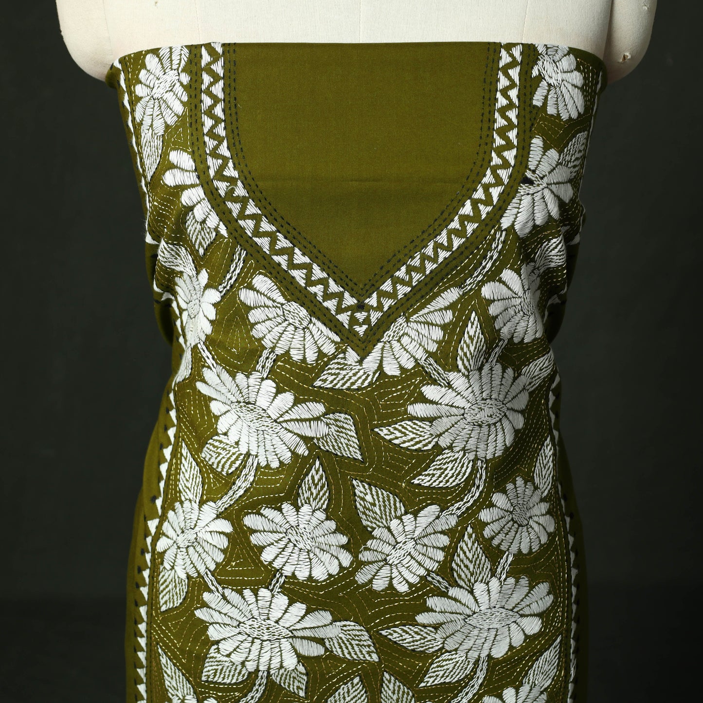Bengal nakshi kantha hand embroidered cotton unstitched