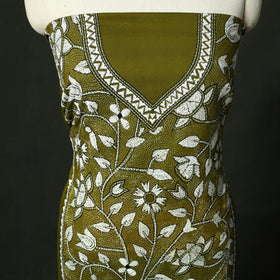 Bengal nakshi kantha hand embroidered cotton unstitched