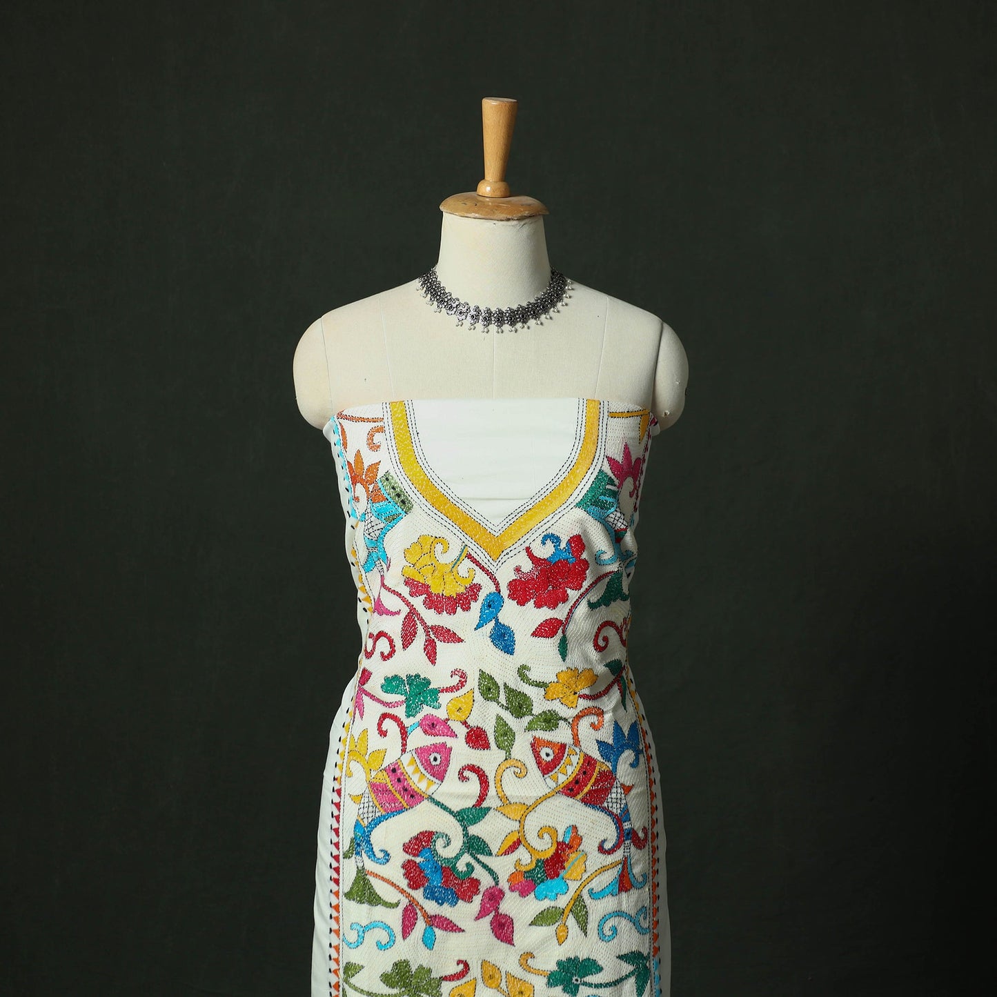 Bengal nakshi kantha hand embroidered cotton unstitched