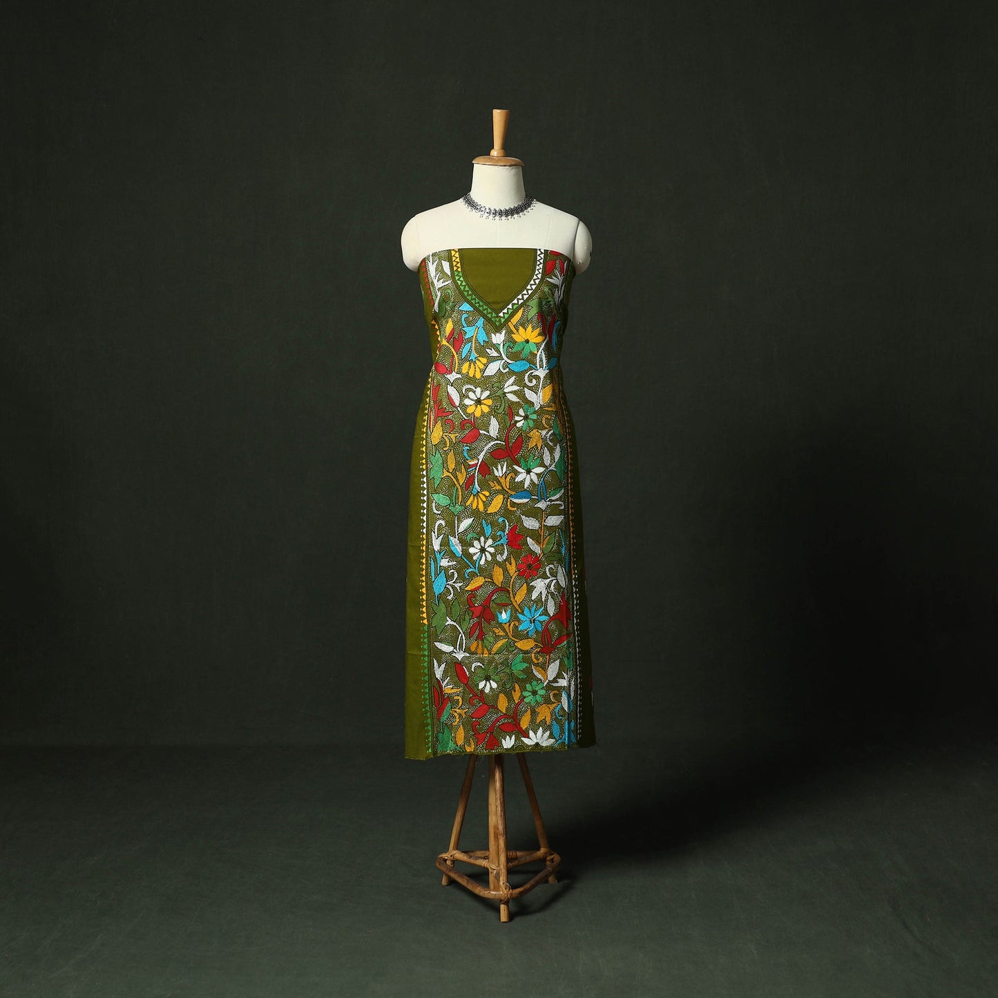 Bengal nakshi kantha hand embroidered cotton unstitched