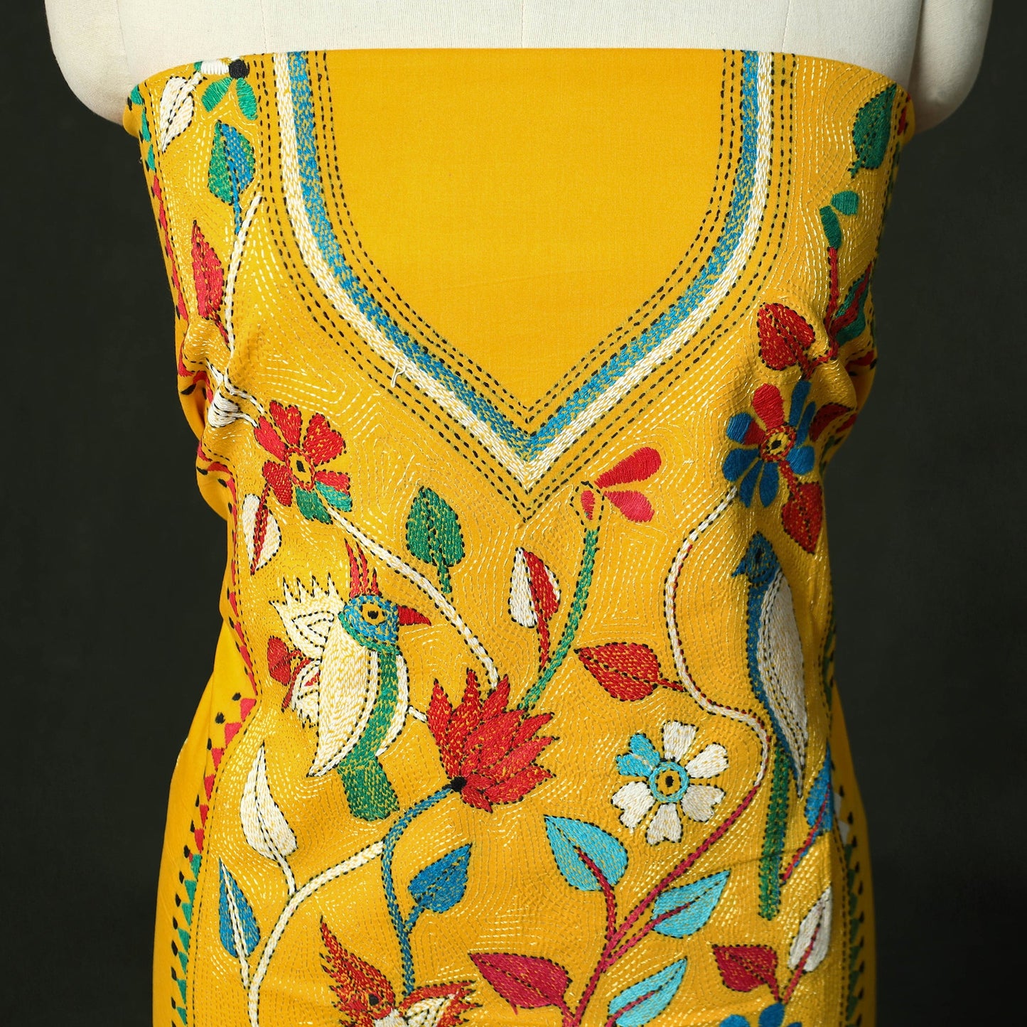 Bengal nakshi kantha hand embroidered cotton unstitched