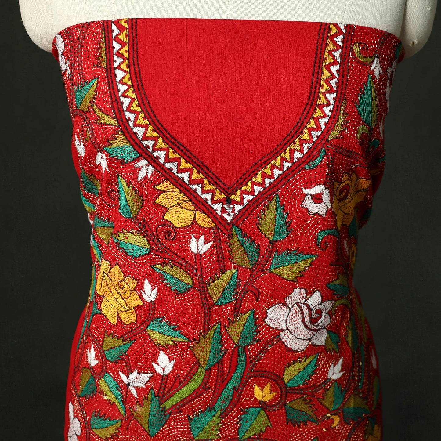Bengal nakshi kantha hand embroidered cotton unstitched