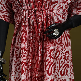 Hand batik cotton long kaftan 32 - handcrafted