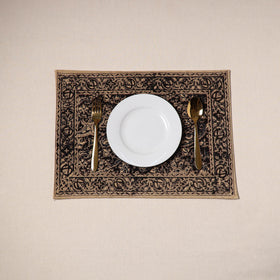 Black - natural dyed pedana kalamkari cotton table mat 10