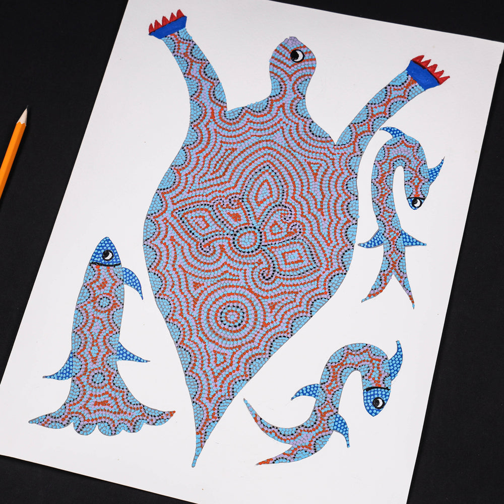  Bhil Pithora Folk Art Painting by Geeta Bariya 