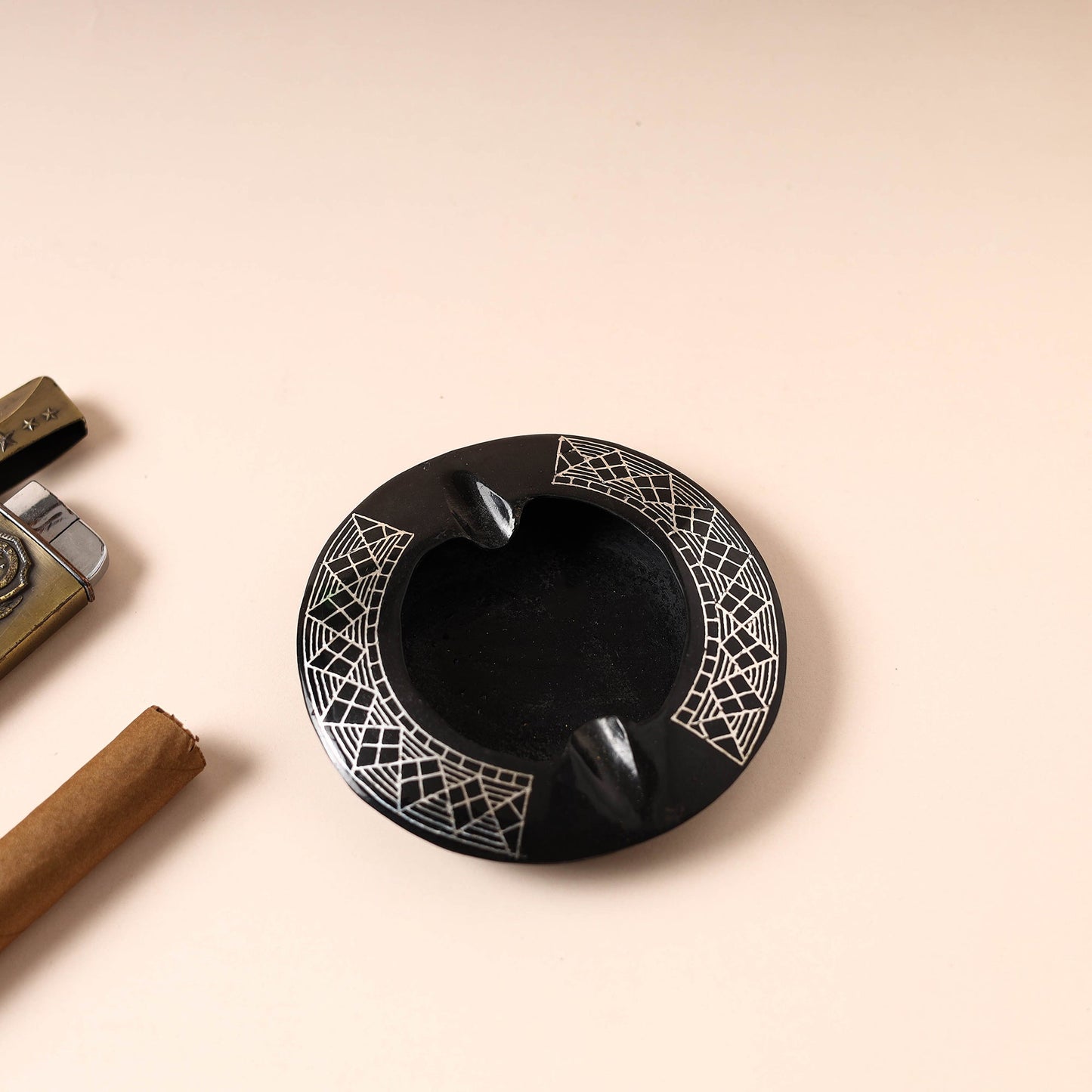 Buy Bidri Work Pure Silver Inlay Ashtray Online