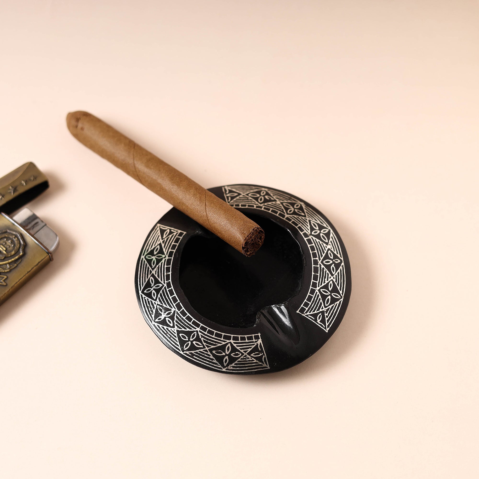 Buy Bidri Work Pure Silver Inlay Ashtray Online