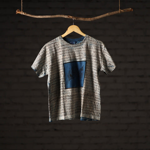 Buy Bindaas Block Art Printed Cotton Unisex Round Neck T-shirt 