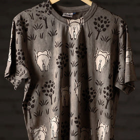  Bindaas Block Art Printed Cotton Unisex Round Neck T-shirt 