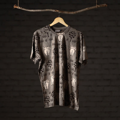  Bindaas Block Art Printed Cotton Unisex Round Neck T-shirt 