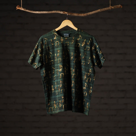 Buy Bindaas Block Art Printed Cotton Unisex Round Neck T-shirt 