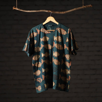  Bindaas Block Art Printed Cotton Unisex Round Neck T-shirt 