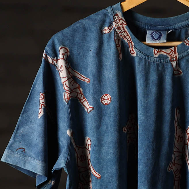  Bindaas Block Art Printed Cotton Unisex Round Neck T-shirt 