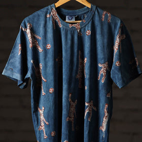  Bindaas Block Art Printed Cotton Unisex Round Neck T-shirt 