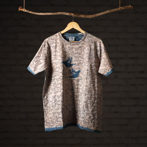 Buy Bindaas Block Art Printed Cotton Unisex Round Neck T-shirt 