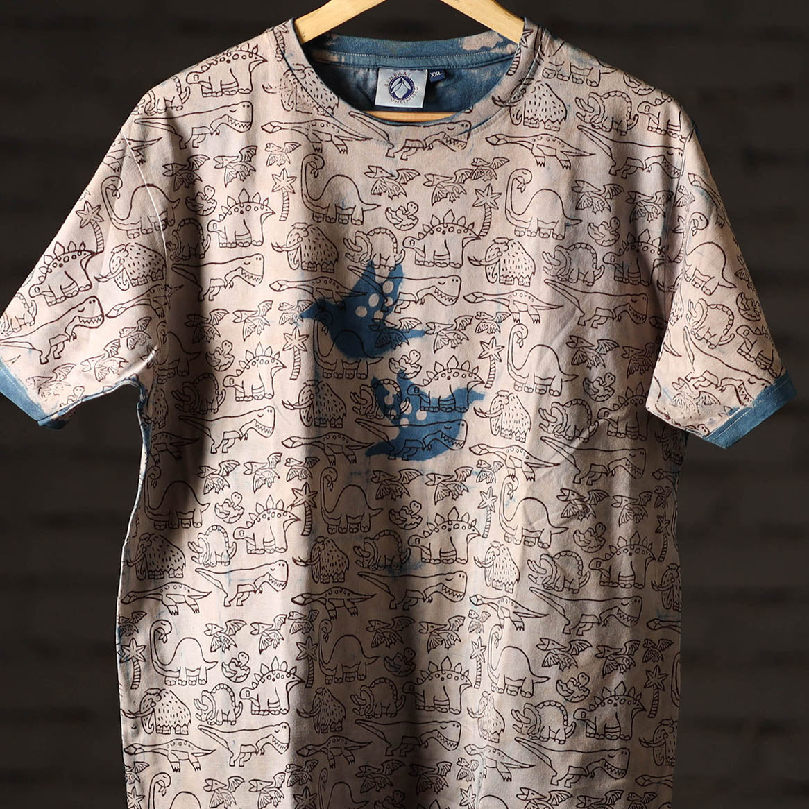 Buy Bindaas Block Art Printed Cotton Unisex Round Neck T-shirt 