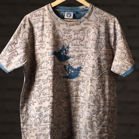 Buy Bindaas Block Art Printed Cotton Unisex Round Neck T-shirt 