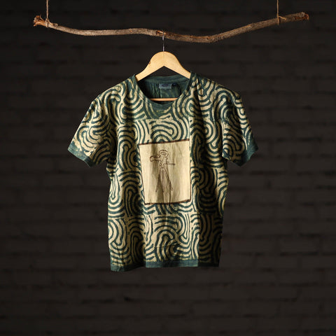 Buy Bindaas Block Art Printed Cotton Unisex Round Neck T-shirt 