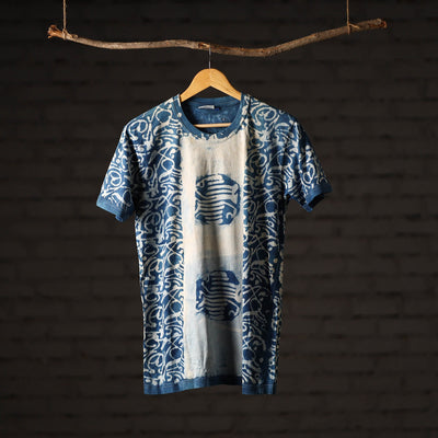 Buy Bindaas Block Art Printed Cotton Unisex Round Neck T-shirt 