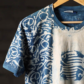 Buy Bindaas Block Art Printed Cotton Unisex Round Neck T-shirt 