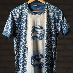 Buy Bindaas Block Art Printed Cotton Unisex Round Neck T-shirt 