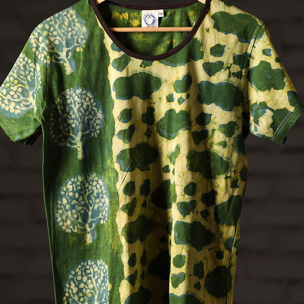 Bindaas Block Art Printed Cotton Women Round Neck T-shirt