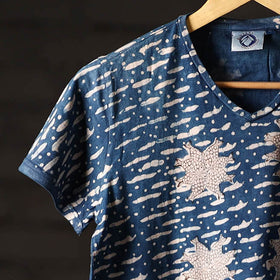 Bindaas art printed cotton women v neck t-shirt 74