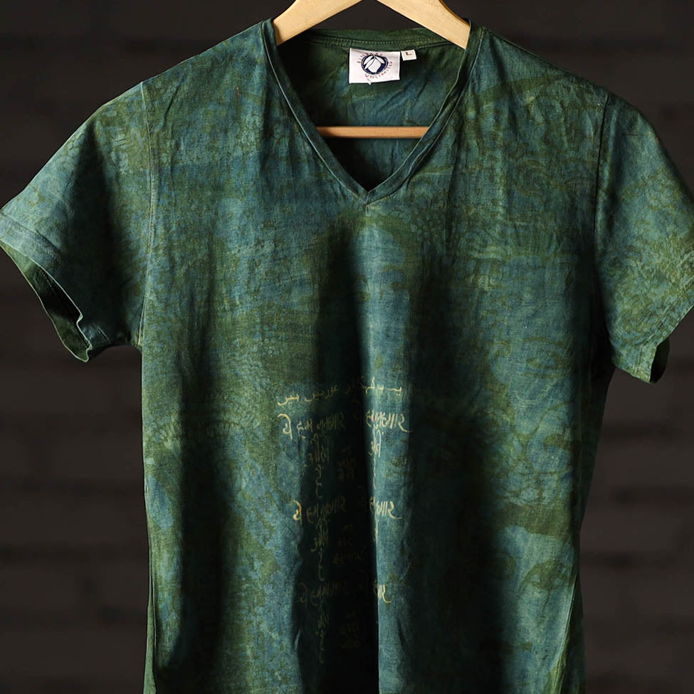  Bindaas Block Art Printed Cotton Women V Neck T-shirt