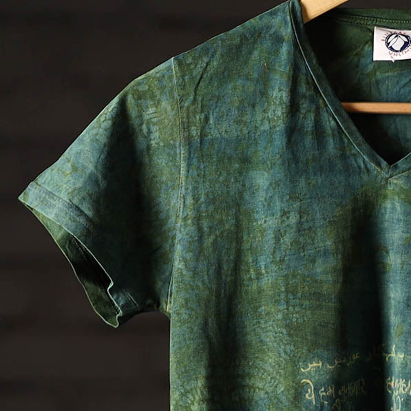  Bindaas Block Art Printed Cotton Women V Neck T-shirt