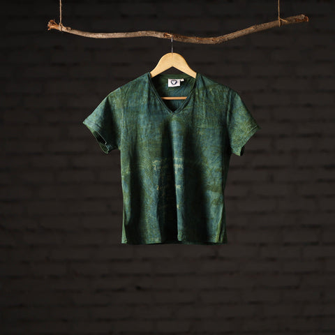  Bindaas Block Art Printed Cotton Women V Neck T-shirt