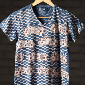 Bindaas art printed cotton women v neck t-shirt 97