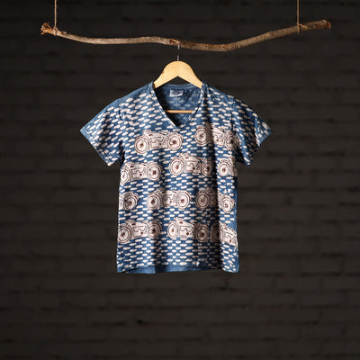 Bindaas art printed cotton women v neck t-shirt 97