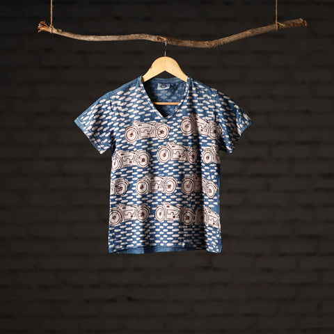 Bindaas art printed cotton women v neck t-shirt 97