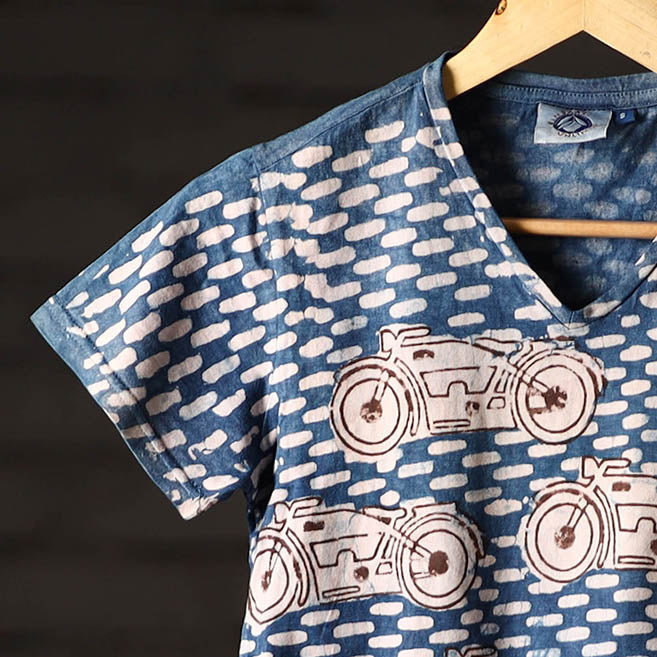 Bindaas art printed cotton women v neck t-shirt 97