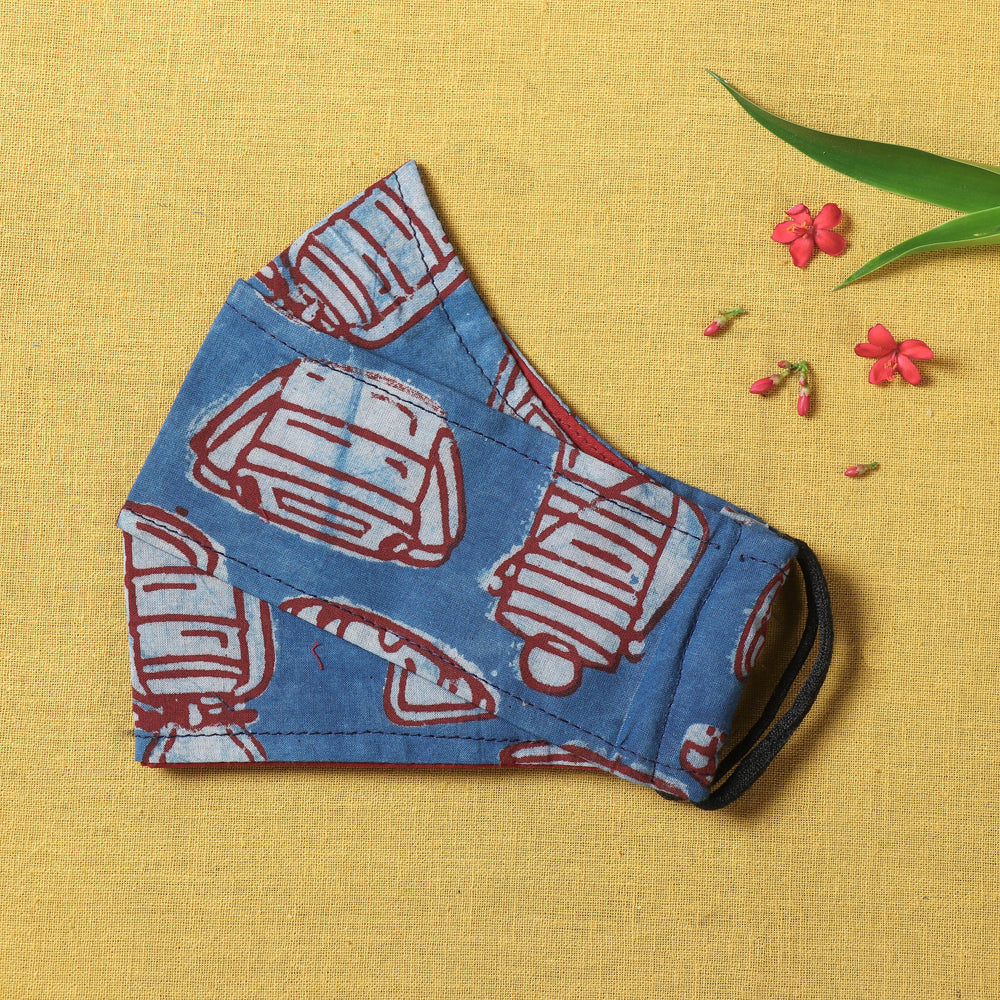  Bindaas Block Printed Cotton 3 Layer Snug Fit Face Cover 