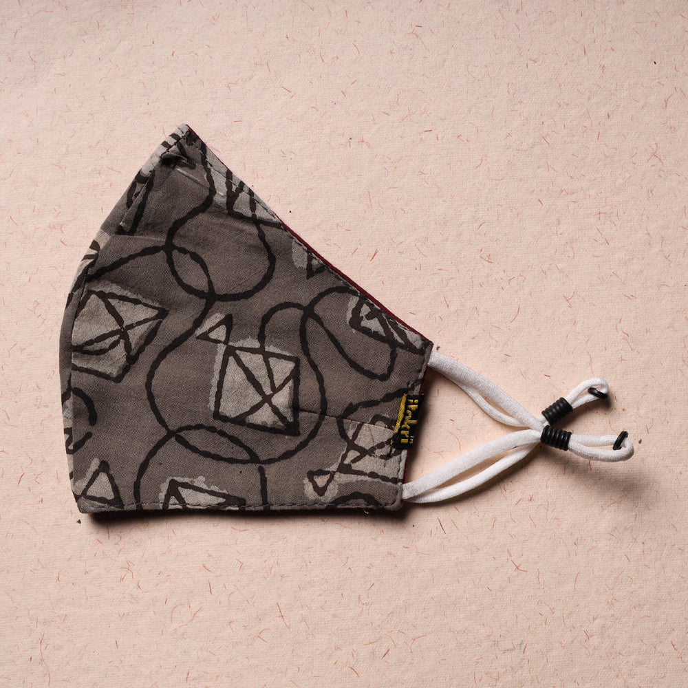  Bindass Block Printed Cotton 3 Layer Snug Fit Face Cover 