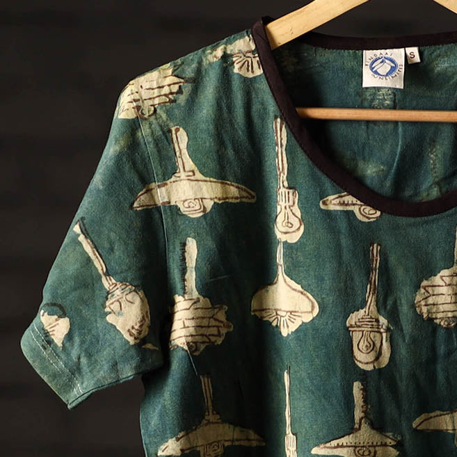 Bindaas hand printed cotton women round neck t-shirt 82