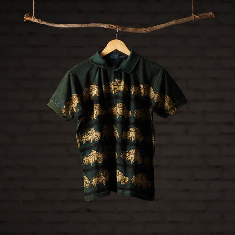 Bindaas natural dyed art unisex polo collar t-shirt 64