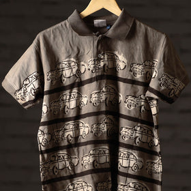 Bindaas natural dyed art unisex polo collar t-shirt 63