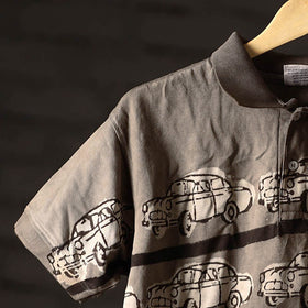 Bindaas natural dyed art unisex polo collar t-shirt 63