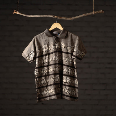 Bindaas natural dyed art unisex polo collar t-shirt 63