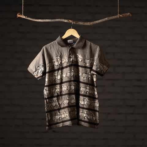 Bindaas natural dyed art unisex polo collar t-shirt 63