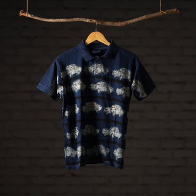 Bindaas natural dyed art unisex polo collar t-shirt 70