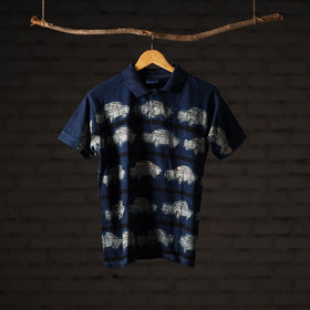 Bindaas natural dyed art unisex polo collar t-shirt 70