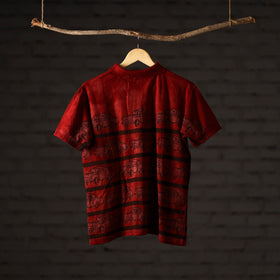 Bindaas Natural Dyed Art Block Print Unisex Polo Collar T-shirt