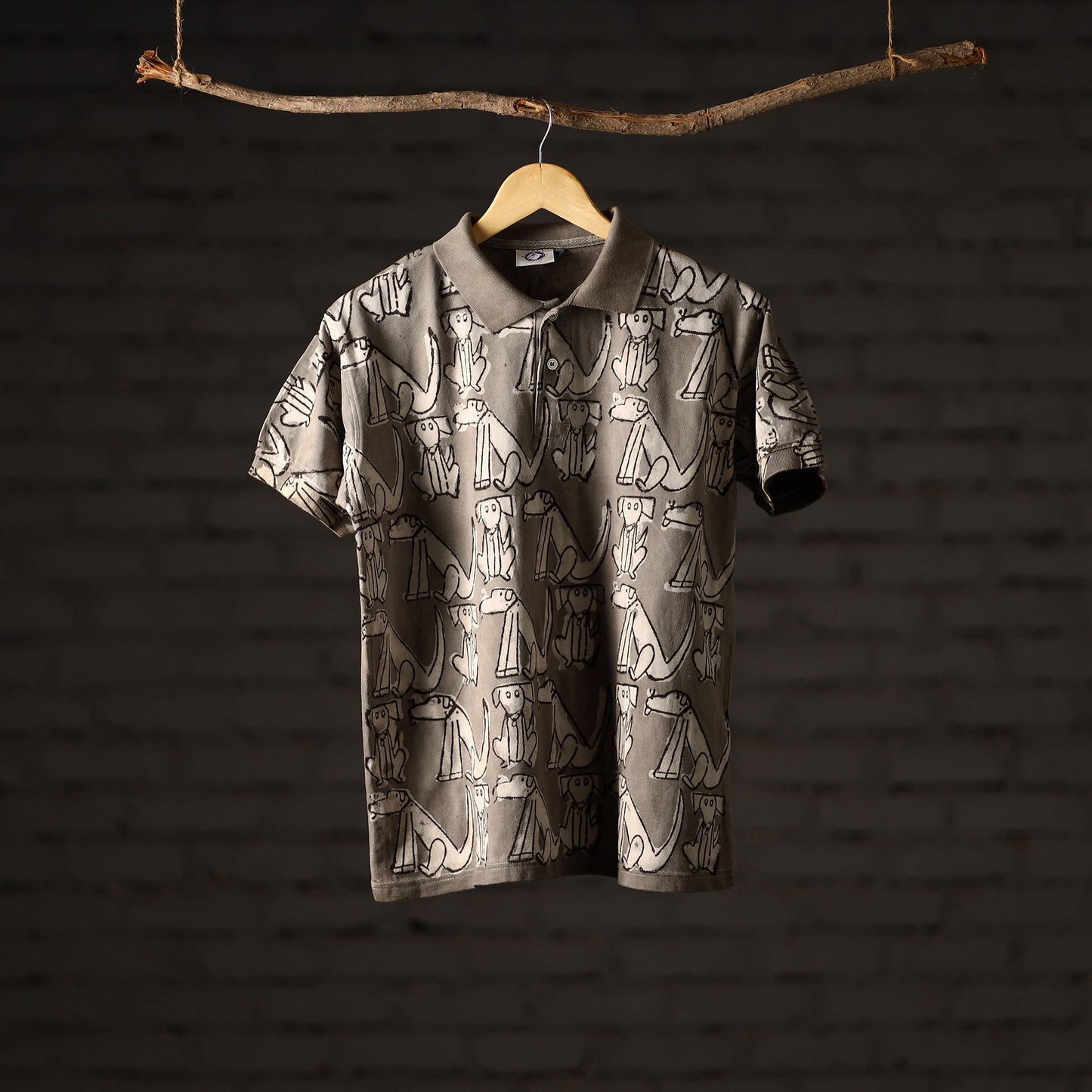 Bindaas Natural Dyed Art Block Print Unisex Polo Collar T-shirt