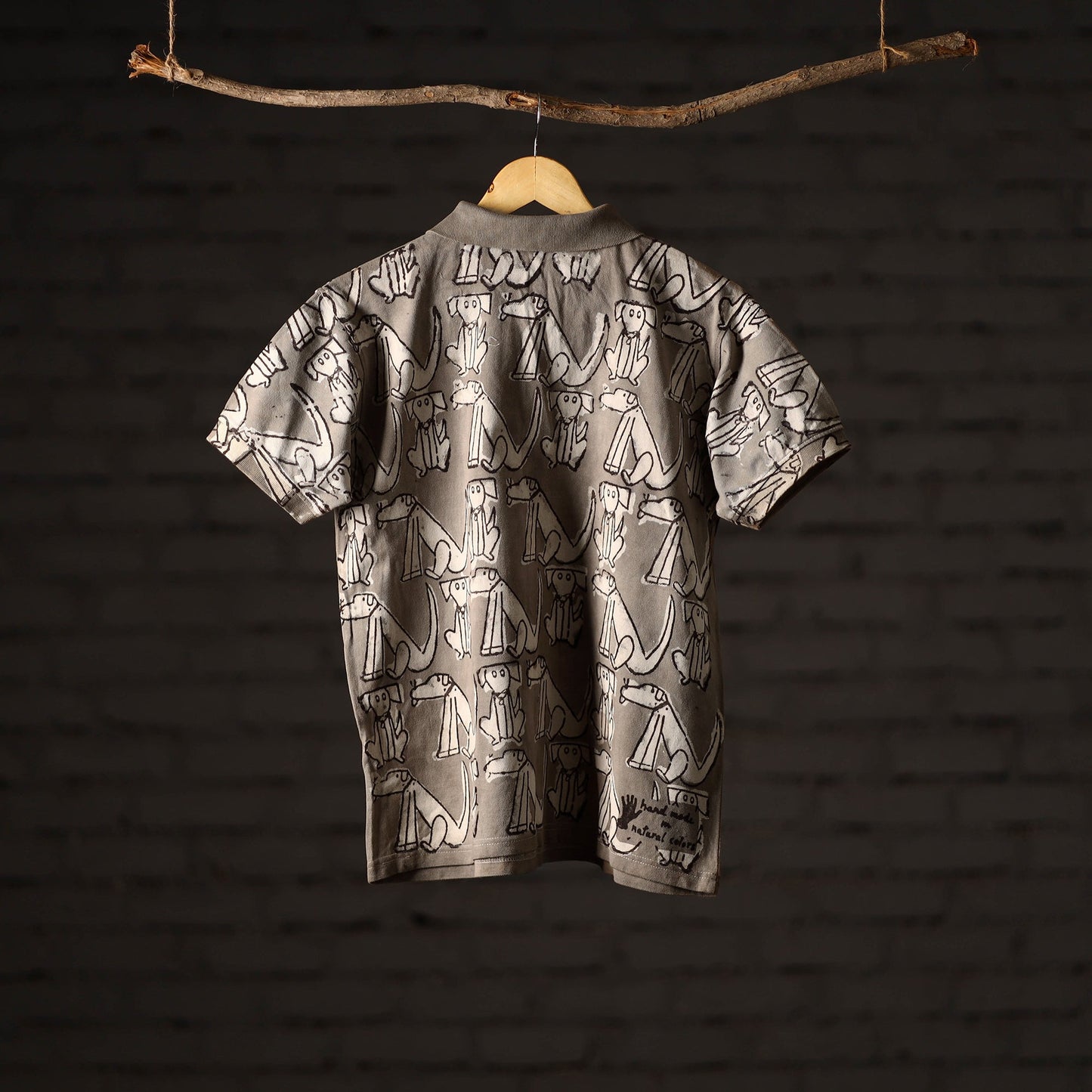 Bindaas Natural Dyed Art Block Print Unisex Polo Collar T-shirt